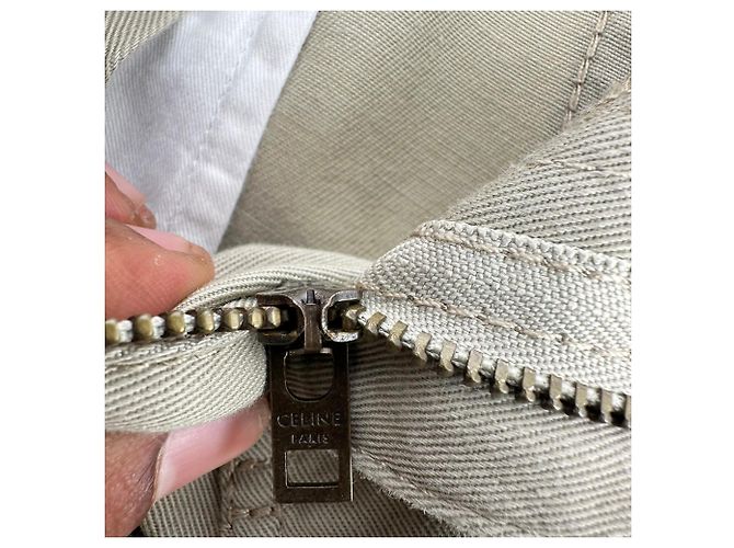 Céline Jeans a gamba dritta Celine in cotone beige - vista 5