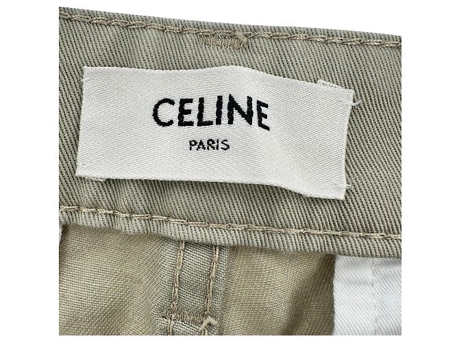 Céline Jeans a gamba dritta Celine in cotone beige - vista 7