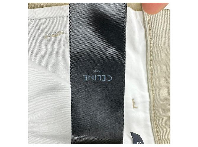 Céline Jeans a gamba dritta Celine in cotone beige - vista 9