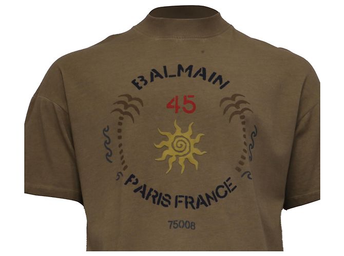 T-shirt a maniche corte e girocollo Balmain in cotone kaki Verde Cachi - vista 2