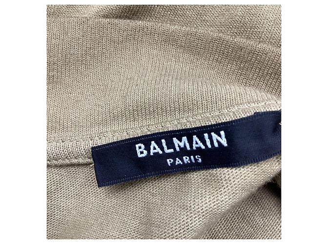 T-shirt a maniche corte e girocollo Balmain in cotone kaki Verde Cachi - vista 7