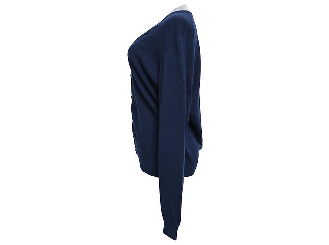 Jil Sander Cardigan mit Knöpfen aus Navy Cashmere Blau Marineblau - Ansicht 2