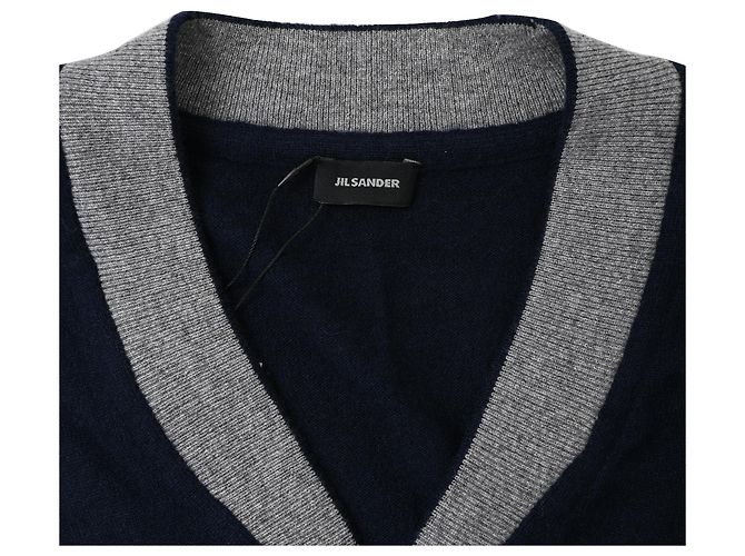 Jil Sander Cardigan mit Knöpfen aus Navy Cashmere Blau Marineblau - Ansicht 4