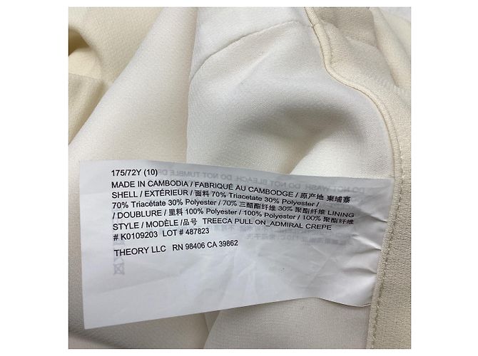 Pantalones Theory en triacetato blanco Crudo - vista 7