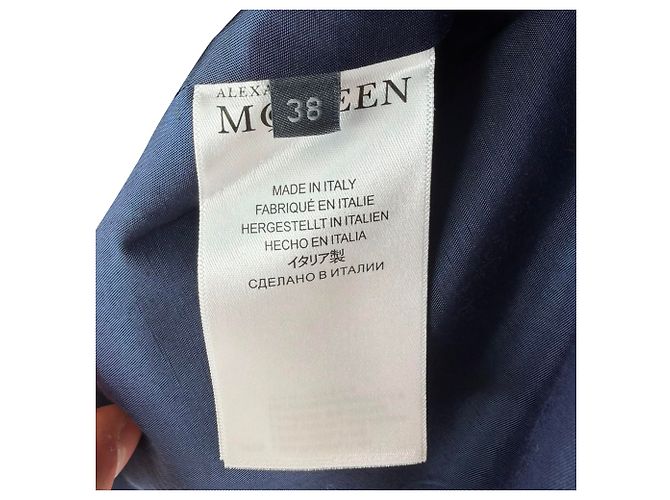 Alexander McQueen Double-Breasted Blazer in Navy Blue Wool - view 4