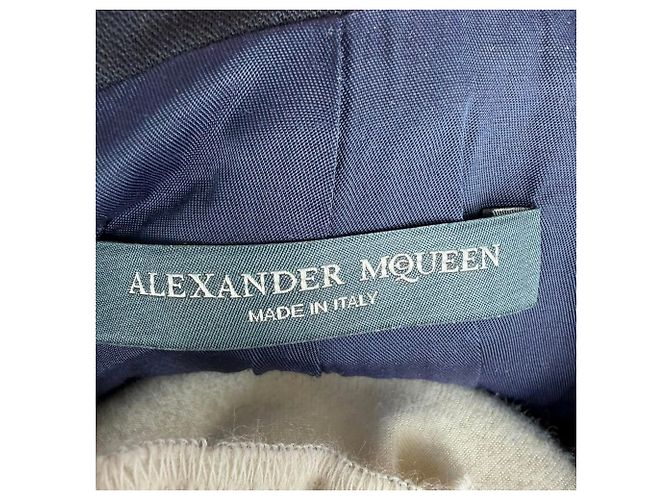 Alexander McQueen Double-Breasted Blazer in Navy Blue Wool - view 5