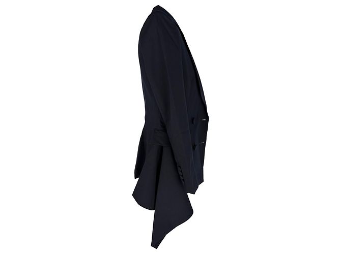 Alexander McQueen Double-Breasted Blazer in Navy Blue Wool - view 6