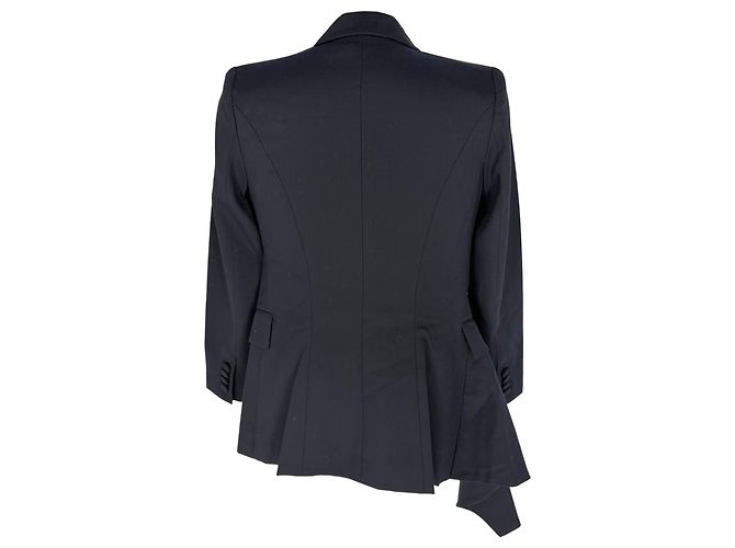 Alexander McQueen Double-Breasted Blazer in Navy Blue Wool - view 7