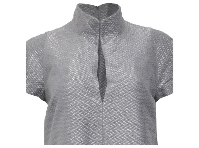 Tom Ford Metallic-Seidenmischung Bouclé Mini-Kleid in Silber-Viskose Grau - Ansicht 2