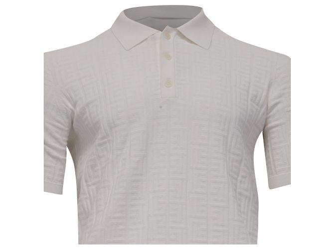 Polo in maglia Balmain con monogramma tono su tono in viscosa bianca Bianco Crudo - vista 2