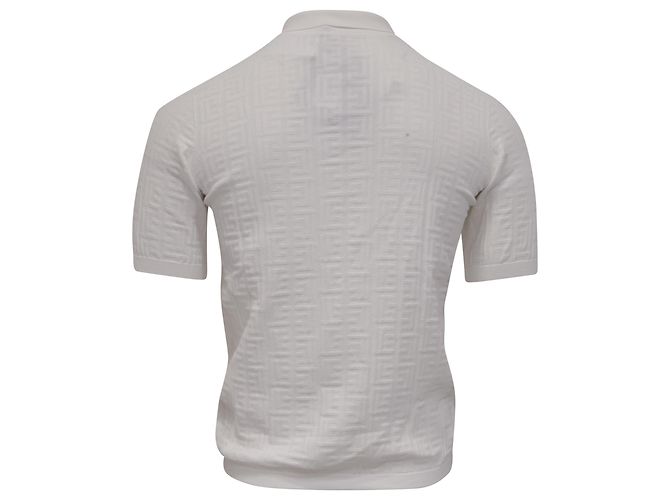 Polo in maglia Balmain con monogramma tono su tono in viscosa bianca Bianco Crudo - vista 4