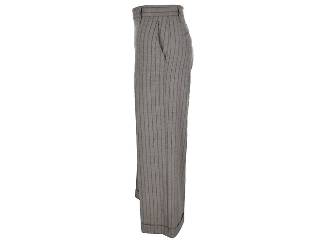 Pantalones de raya diplomática Brunello Cucinelli en lana gris - vista 2