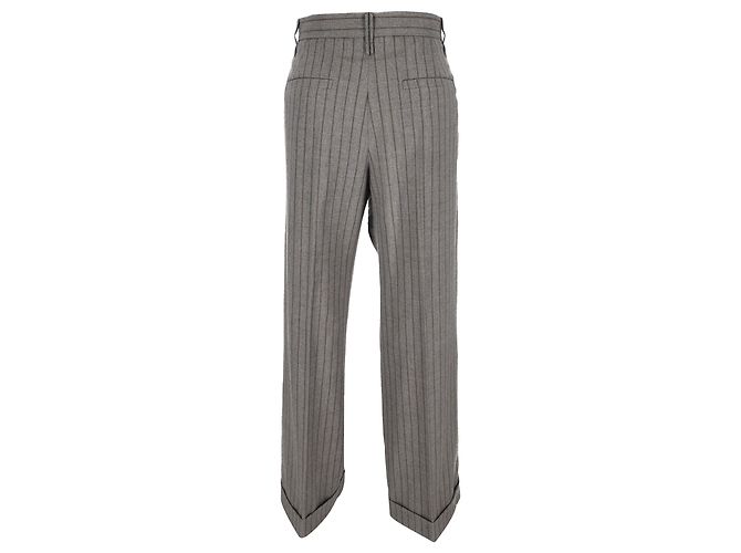 Pantalones de raya diplomática Brunello Cucinelli en lana gris - vista 3