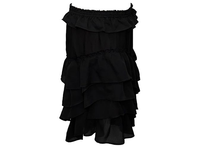Mini gonna con volant in seta nera Isabel Marant Nero - vista 2