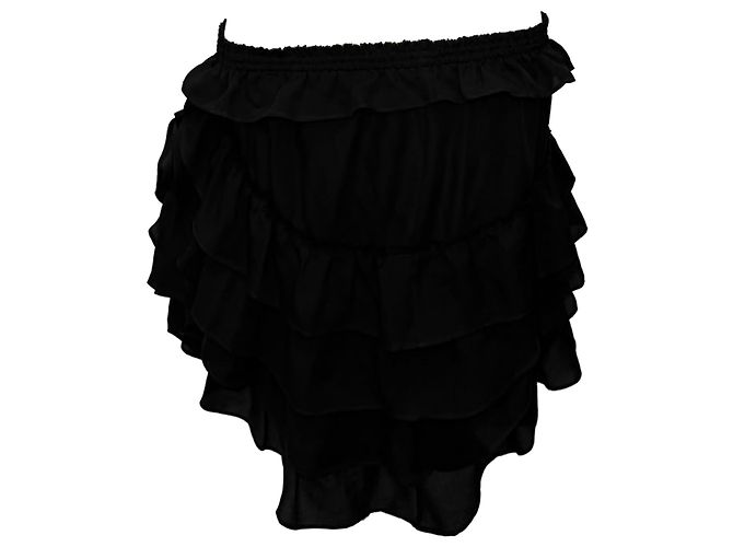 Mini gonna con volant in seta nera Isabel Marant Nero - vista 3