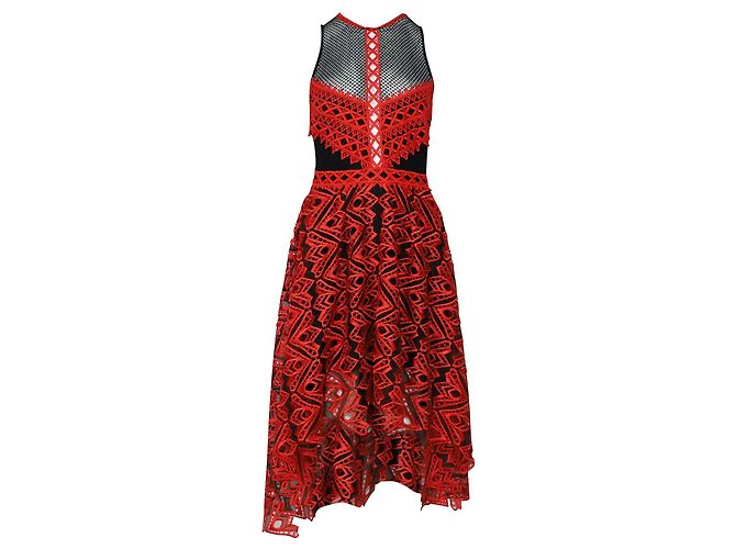 Besticktes Hi-Lo Halterkleid von Jonathan Simkhai aus rotem Polyester - Ansicht 4