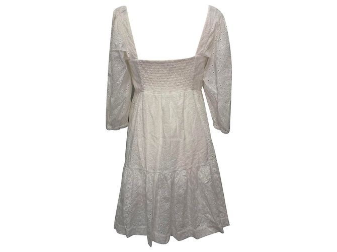 Mini abito a balze con occhielli Vilshenko in cotone bianco - vista 2
