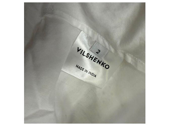 Mini abito a balze con occhielli Vilshenko in cotone bianco - vista 5