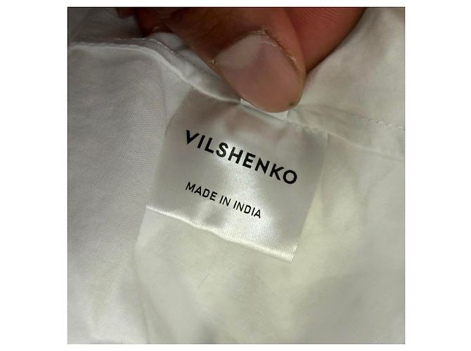 Mini abito a balze con occhielli Vilshenko in cotone bianco - vista 8