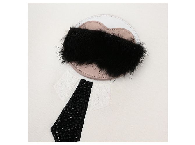 Camiseta de punto Fendi Karlito con detalles de parche en algodón blanco - vista 11
