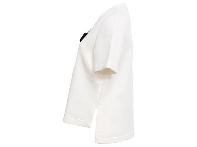 Camiseta de punto Fendi Karlito con detalles de parche en algodón blanco - vista 2