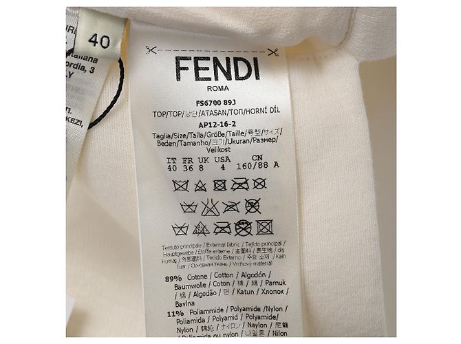 Camiseta de punto Fendi Karlito con detalles de parche en algodón blanco - vista 5