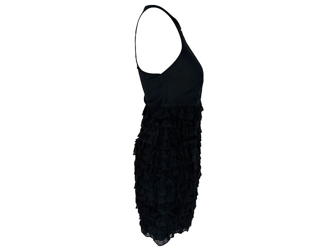 Mini abito a balze Burberry London in cotone nero - vista 5