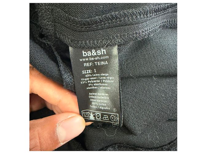 Ba&Sh Mini-Kleid mit tiefer Taille aus schwarzer Wolle - Ansicht 5