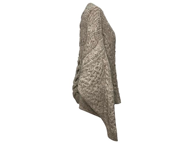 Isabel Marant Zopfstrickpullover aus grauer Alpakawolle - Ansicht 2