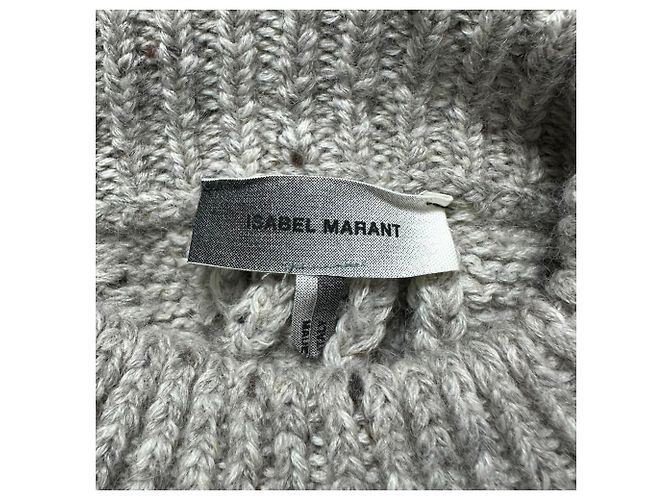 Isabel Marant Zopfstrickpullover aus grauer Alpakawolle - Ansicht 4