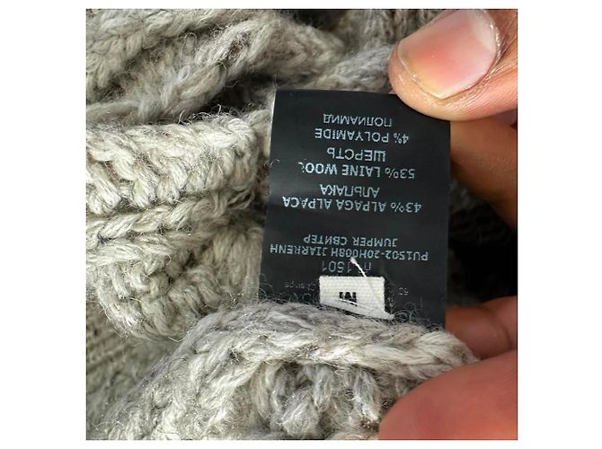 Isabel Marant Zopfstrickpullover aus grauer Alpakawolle - Ansicht 5