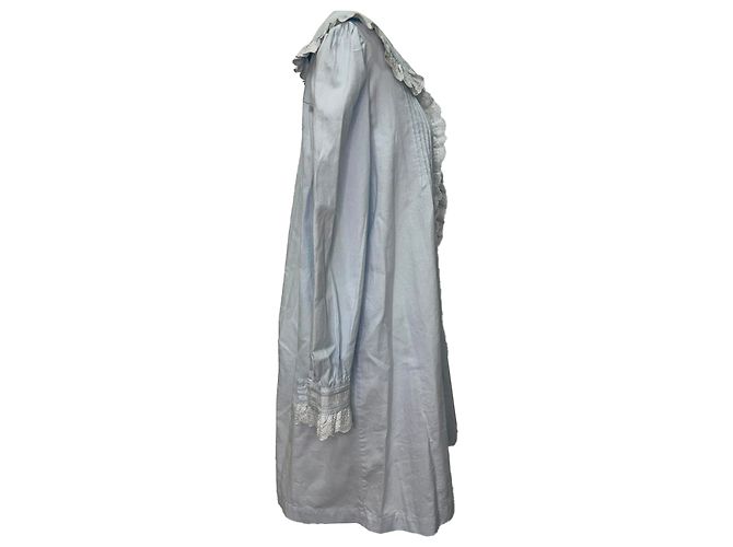 Vestido midi con cuello Vilshenko Baby en algodón azul claro - vista 2