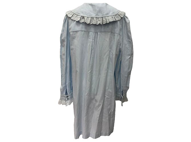 Vestido midi con cuello Vilshenko Baby en algodón azul claro - vista 3