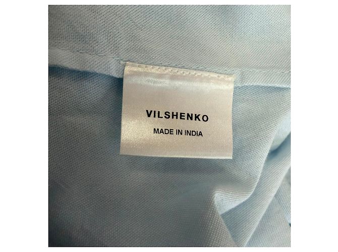 Vestido midi con cuello Vilshenko Baby en algodón azul claro - vista 5