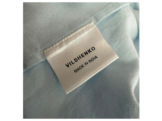 Vestido midi con cuello Vilshenko Baby en algodón azul claro - vista 7