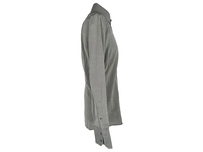 Gucci Button-Down Langarmhemd aus grauer Baumwolle - Ansicht 2
