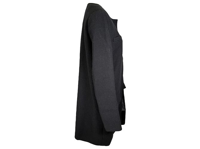 Isabel Marant Collarless Coat in Black Wool - view 2