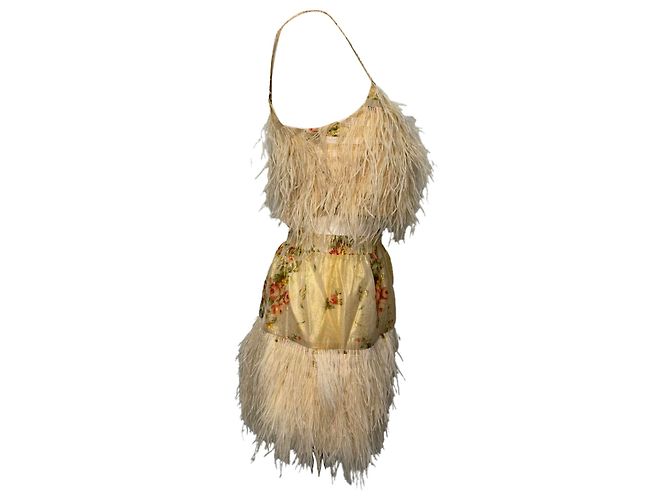 Conjunto LoveShackFancy cFeather-Trimmed en viscosa crema Blanco Crudo - vista 3