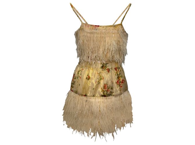 Conjunto LoveShackFancy cFeather-Trimmed en viscosa crema Blanco Crudo - vista 4