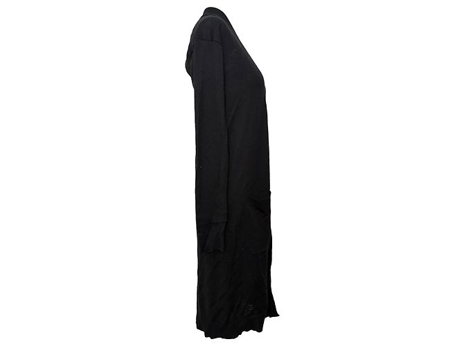 Zadig & Voltaire Strickjacke mit offenem Vordergrund, lang, aus schwarzer Wolle - Ansicht 2
