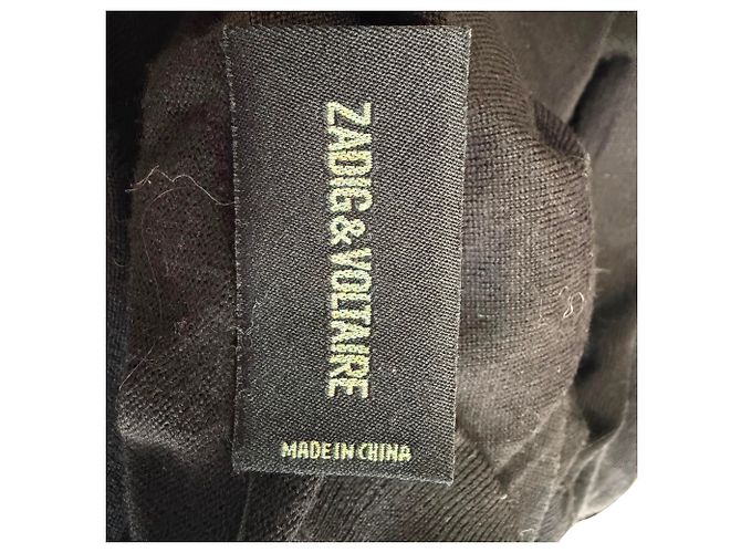 Zadig & Voltaire Strickjacke mit offenem Vordergrund, lang, aus schwarzer Wolle - Ansicht 4