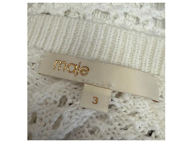 Suéter de crochê Maje Mazet em algodão branco - vista 4