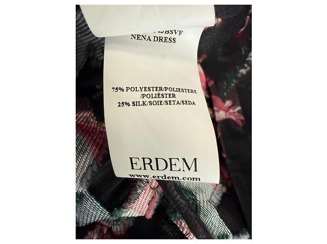 Erdem Ruffled Hem Embroidered Floral Shift Dress aus schwarzem Polyester - Ansicht 3