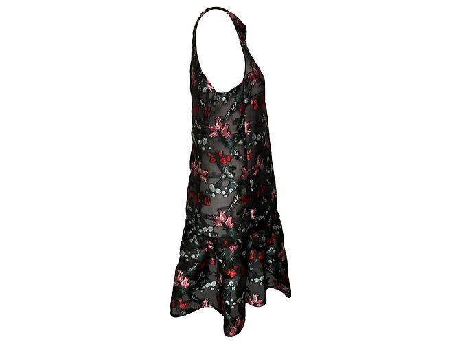 Erdem Ruffled Hem Embroidered Floral Shift Dress aus schwarzem Polyester - Ansicht 7