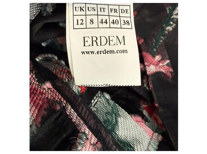 Erdem Ruffled Hem Embroidered Floral Shift Dress aus schwarzem Polyester - Ansicht 8