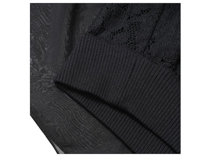 Top de algodón negro con detalles de lazo de encaje y seda D&G - vista 12