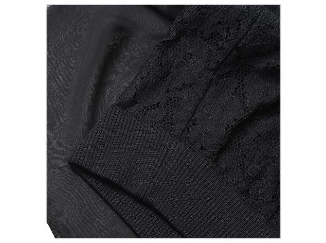 Top de algodón negro con detalles de lazo de encaje y seda D&G - vista 13