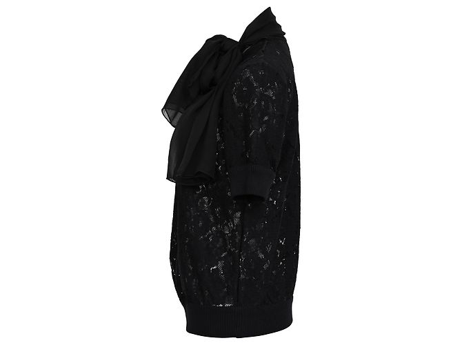 Top de algodón negro con detalles de lazo de encaje y seda D&G - vista 16