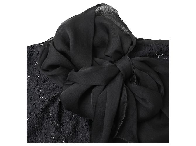 Top de algodón negro con detalles de lazo de encaje y seda D&G - vista 17