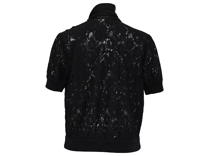 Top de algodón negro con detalles de lazo de encaje y seda D&G - vista 2